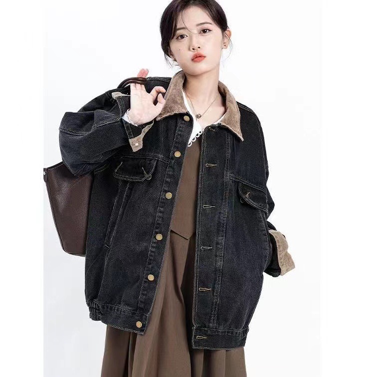 Colored long denim autumn design jacket