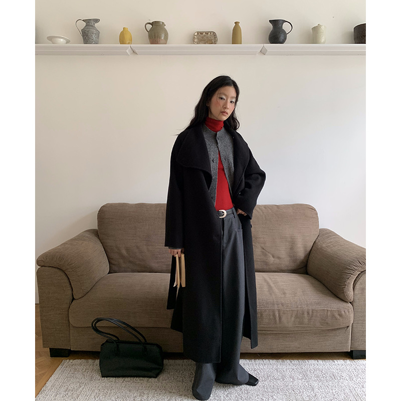 UNITY MODE 100%羊毛双面呢子大衣女装冬季长款高级感外套510030