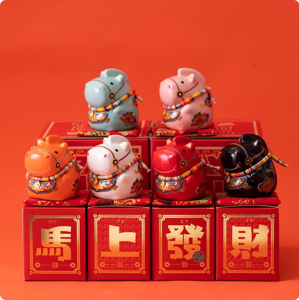 2026马年存钱罐国潮招财生肖摆件吉祥物新年礼物开业年会礼品logo
