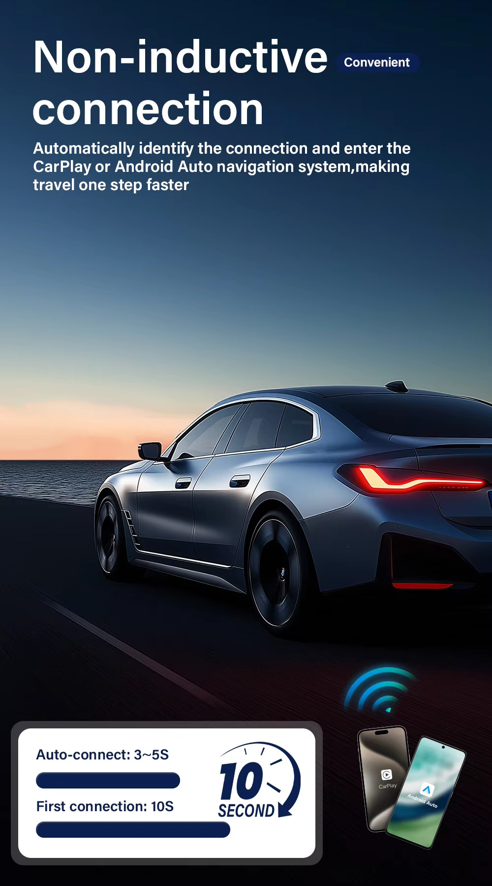 Hot Selling Diamond Carplay Car-Machine Interconnection Box with Cooling Holes Horizontal Plug-In 2in1 Wireless Caplay Box