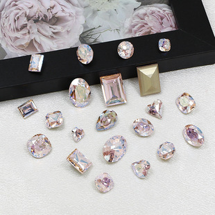Dongzhou nail drill light powder colorful special-shaped pointed bottom drill diy jewelry accessories flash nail sticky drill manufacturers wholesale