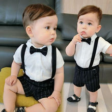 男寶周歲禮服小男童西裝夏寶寶1宴2抓周衣服嬰幼兒童生日紳士套裝