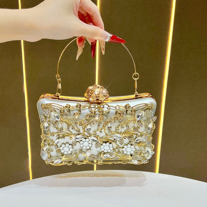 New Light Luxury Diamond-Encrusted Super Flash Evening Bag Bridal Party Clutch Bag Retro Women's Handbag Women's Crossbody Bag