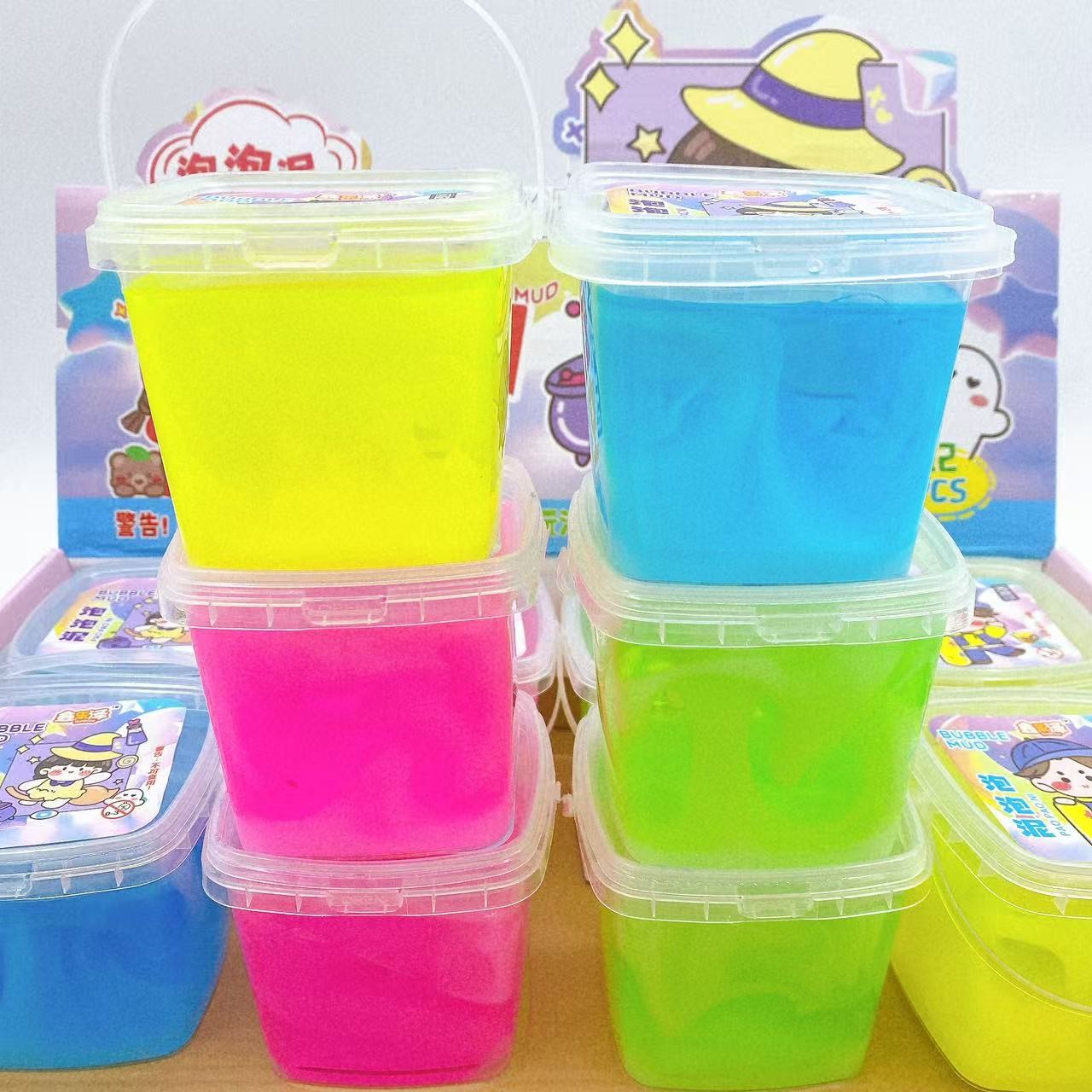 Barro de malla de barro espumoso hecho a mano desempaquetado DIY barro de cristal slime colorido barril juguetes para niños al por mayor