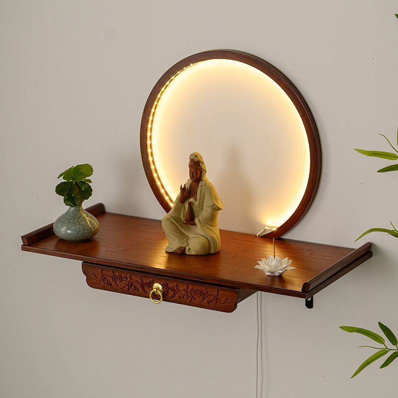 Wall-Mounted Small Buddha Altar, Shrine, Offering Table, Incense Table, Tribute Table, Household God of Wealth, Guanyin, Guan Gong Statue, Worship Table