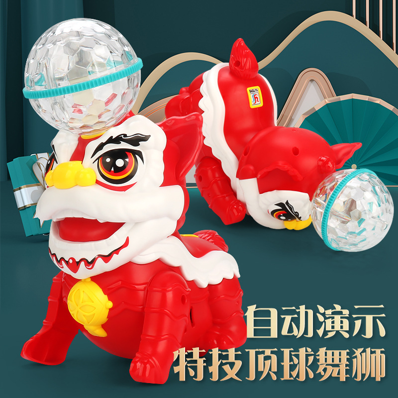 Tiktok mismo estilo nacional moda Stunt Top Ball Lion Dance rotating 360 Xingshi colorido luz música juguetes para niños al por mayor