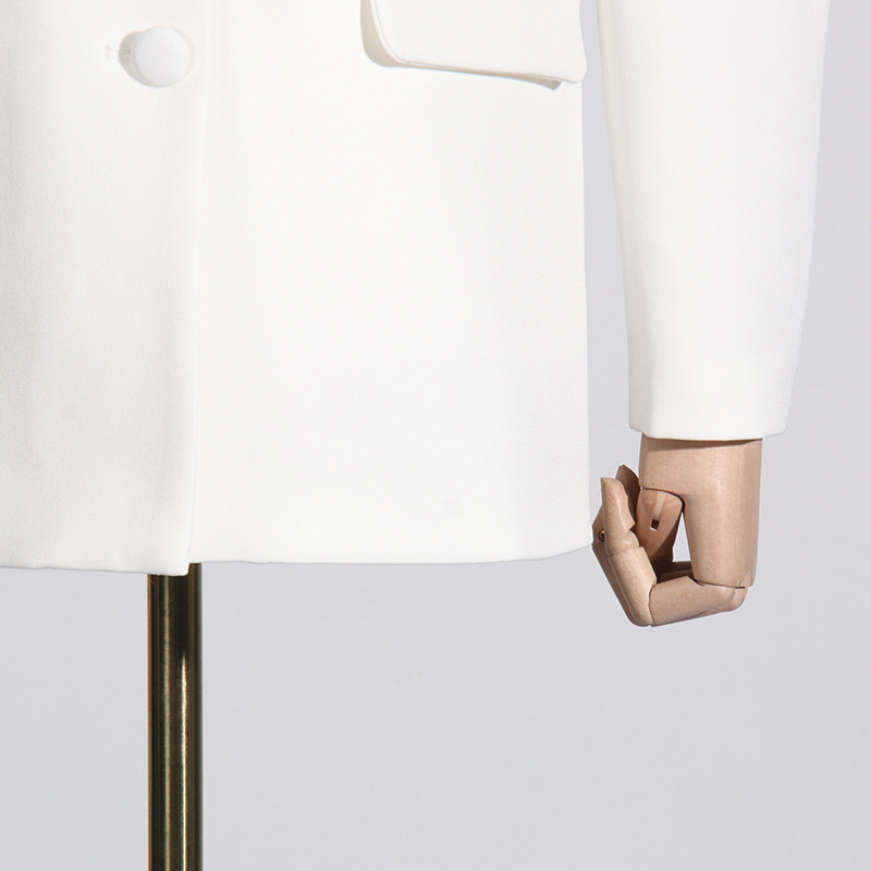 Elegant Women's Blazer Jacket Long Sleeve Lace Patchwork V-neck_voghion.com