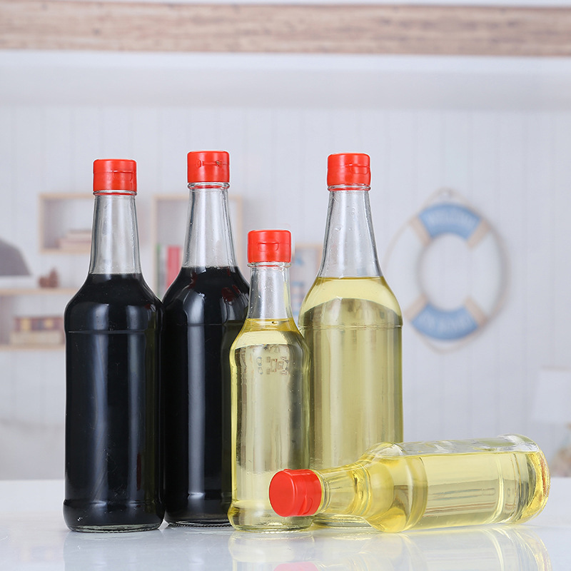 Supply 500ml Haotian soy sauce bottle glass sesame oil bottle dark soy sauce oil vinegar glass bottle sesame oil bottle seasoning glass bottle