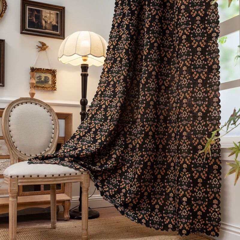 Amazon's Best-Selling French Retro Jacquard Curtains for Living Room, Bedroom, Kitchen Curtains, Bay Window Semi-Shading Factory Direct Supply