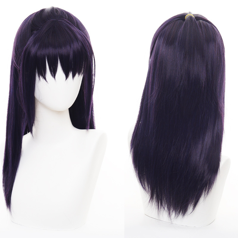 Anime Wig Spell Return an Geji Cosplay Dark Purple Half-Tied Medium-Long Hair Manufacturer Spot Wig