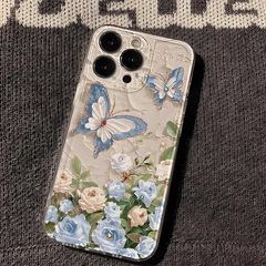 油絵蝶の花サムスン s25 携帯電話ケース a06a10a20a73 スペースシェル m55m14 ソフトカバー s21