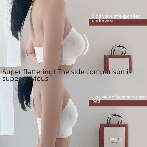 Expanded chest strapless thickened non-slip push-up wrap tube top bra for women with small breasts and large suspender skirt special bra