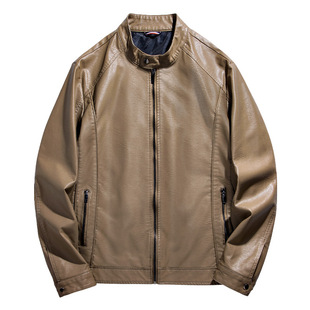 Yingjilun stand collar leather coat for men cross-border autumn new European and American simple PU leather jacket short top