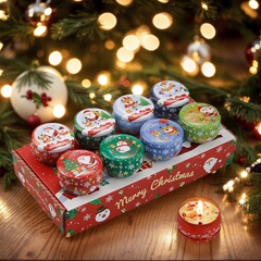 工場卸売クリスマス香りキャンドルパーティー装飾フレグランスギフトボックス大豆ワックスクリスマスキャンドルお土産