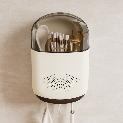 Light luxury wall-mounted chopstick holder plastic household kitchen utensil storage box kitchen rack draining chopstick holder chopstick tube