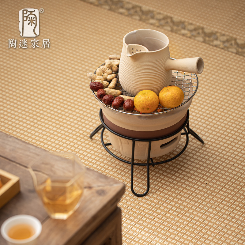 木炭茶ストーブ、粗陶器茶ストーブ、高温耐性セラミック直火ストーブ、温かいお茶バーベキュー、レトロなドライストーブ|undefined