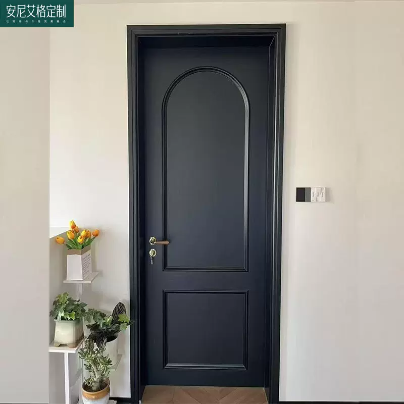 调色法式黑色卧室房间室内门实木烤漆平开全套包安装卧室门静音