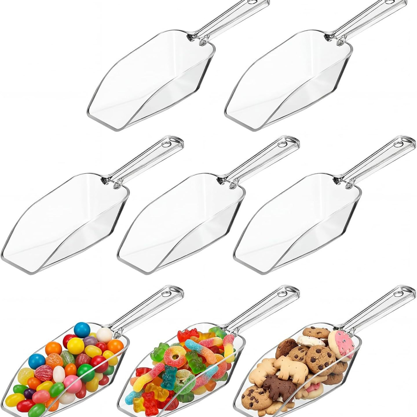 Clips de servicio de plástico mini alicates de cocina prácticos cucharas de cocina de plástico transparentes cucharas de hielo mini transparentes cucharas de buffet