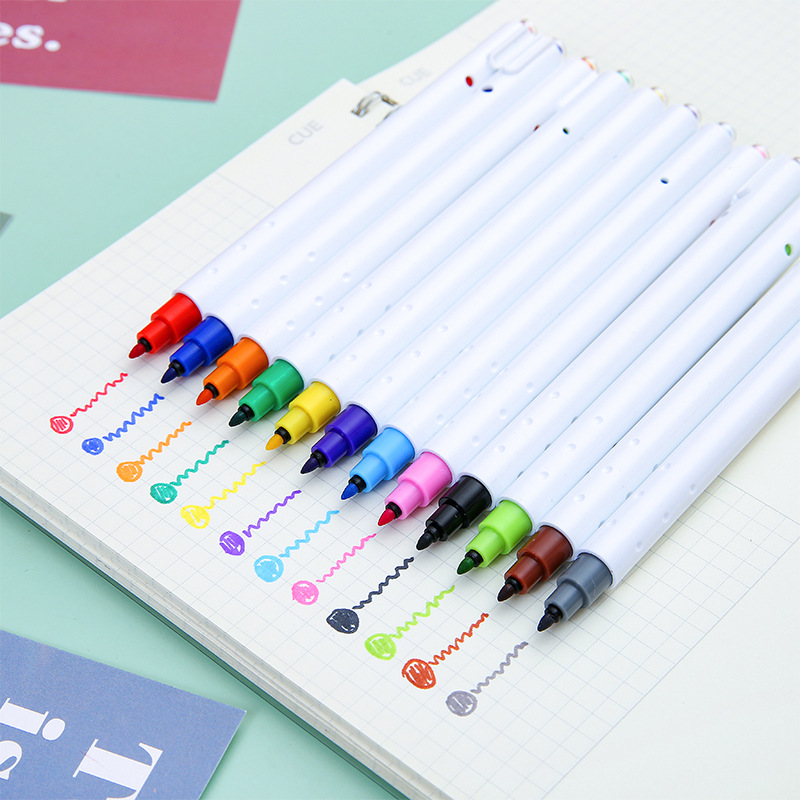 Prensa fresca pluma acuarela simple estudiante aprendizaje arte suministros acuarela pintura graffiti 12 color pluma