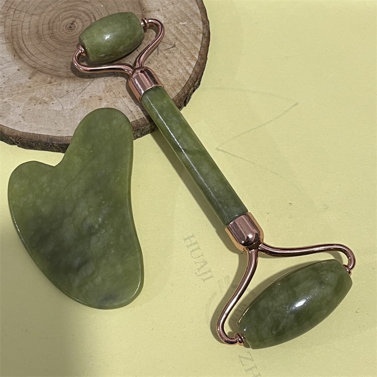 Rodillo de jade natural belleza contenedor blanco Jade raspado placa traje xiuyan Jade negro masajeador facial raspado placa
