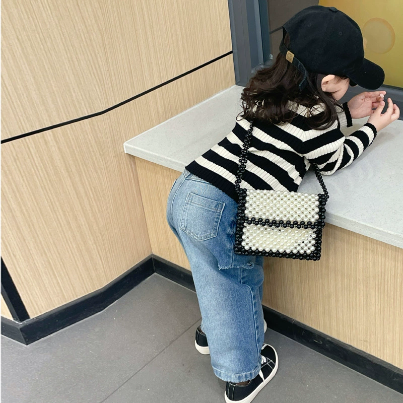 Летний тканый кожаный кошелек ручной работы, детская сумка для принцессы, плечовая сумка из жемчуга, корейский стиль