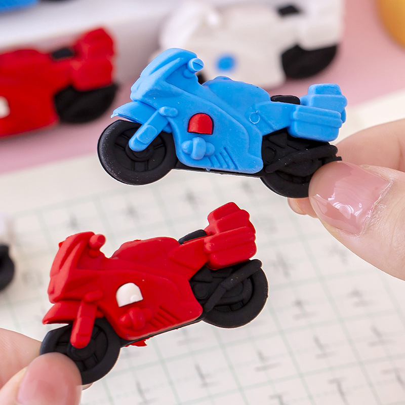 Creativo de la motocicleta forma borrador kindergarten dibujos animados lindo borrador lápiz borrador Escuela Primaria estudiante premio pequeño regalo