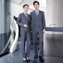 西服套装男职业装男女同款正装4s店教师售楼部秋冬马甲工作服西装