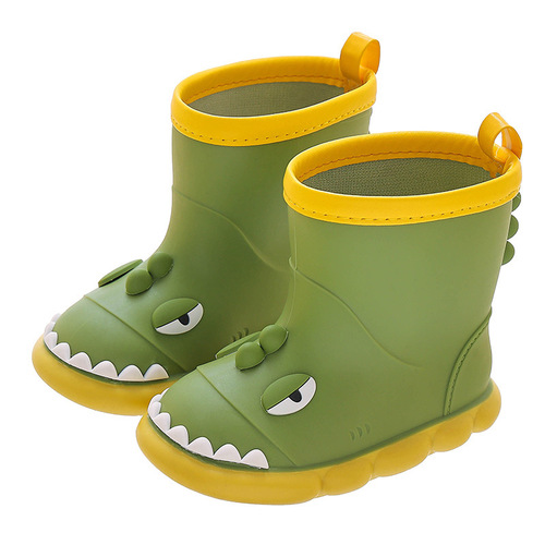 Children's mid-tube rain boots dinosaur cartoon water boots non-slip soft bottom waterproof shoes for boys and girls toddler rubber shoes rain boots for children
