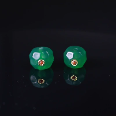 Agate Inlaid Spacer Beads, Zərgərlik ara hissələri - green-agate-inlaid-model