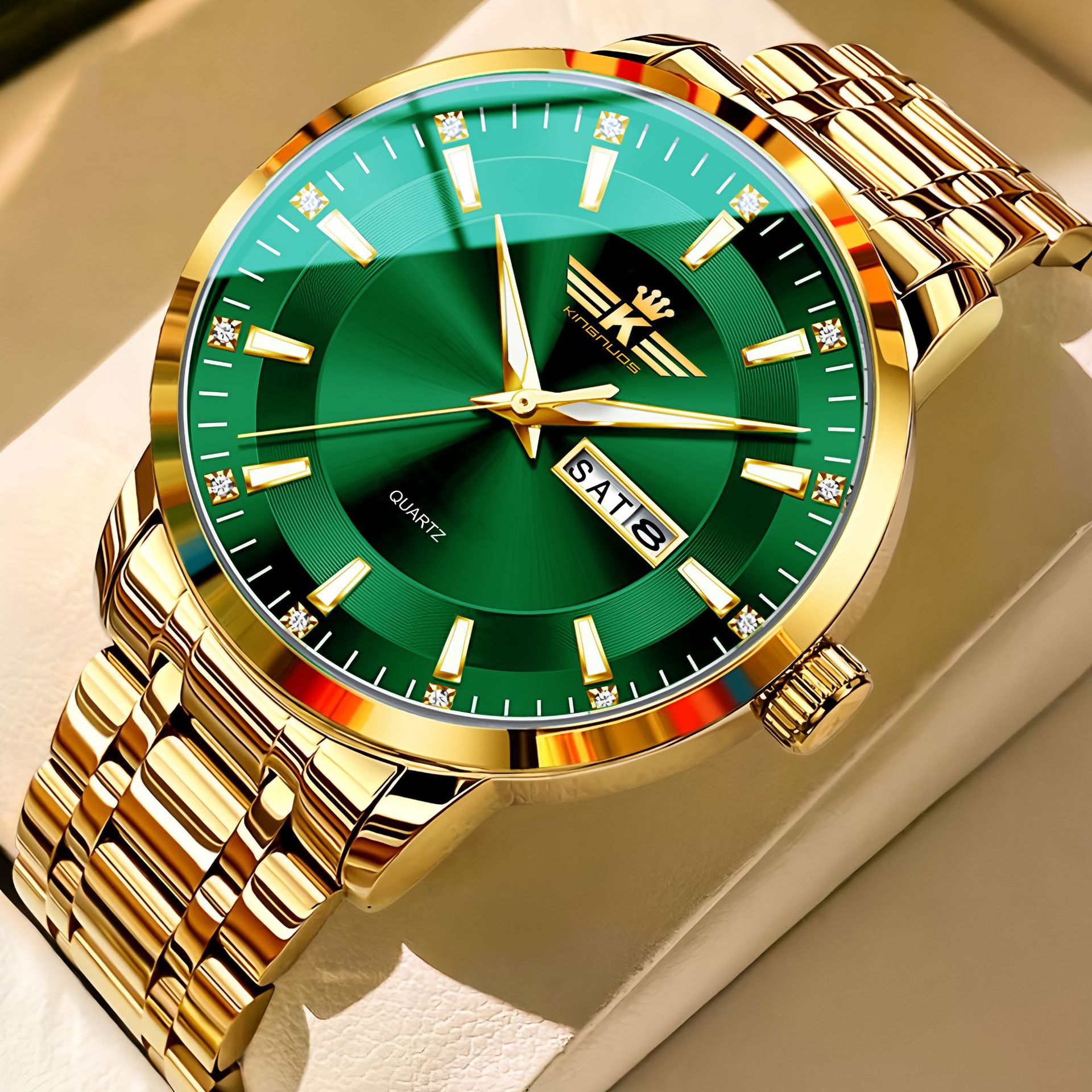 All gold with green surface