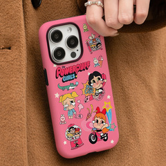 2-in-1フィルム17対応 iPhone16promax用スマホケース 耐衝撃 Apple 16pro パワーパフガールズ