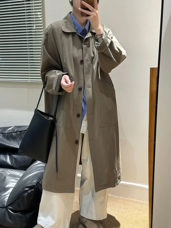 英伦风复古小众中长款风衣显瘦外套秋季新款气质休闲宽松百搭大衣|undefined