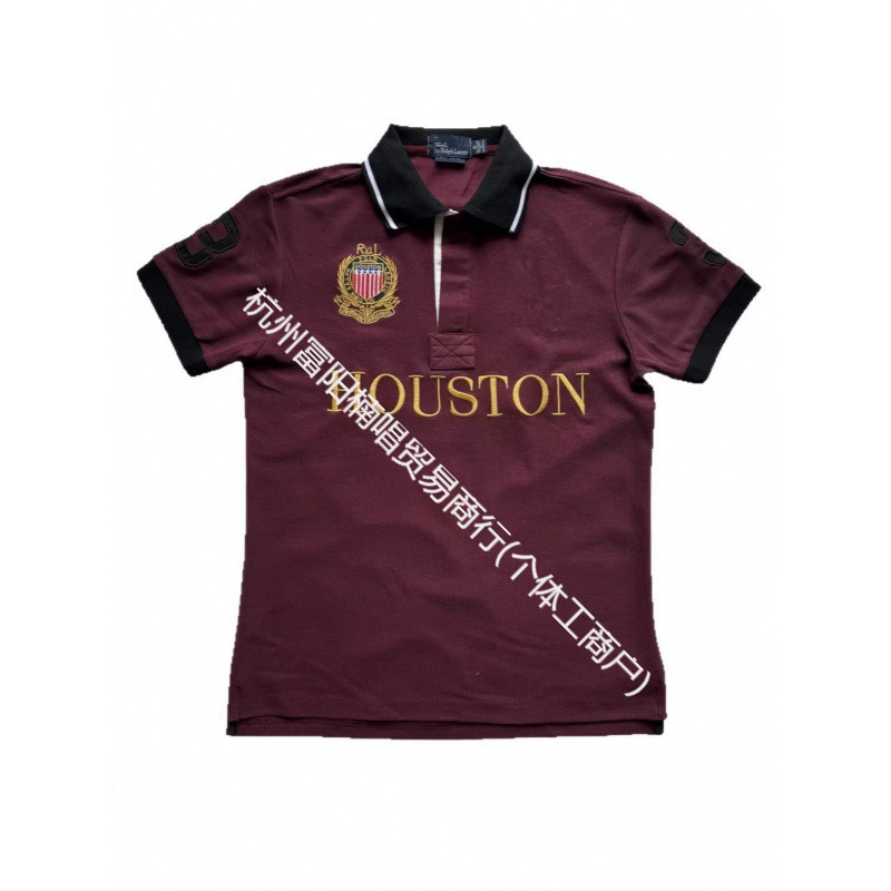 1 Embroidered European and American City Series Short-Sleeved Men's Loose Polo Sweatshirt
