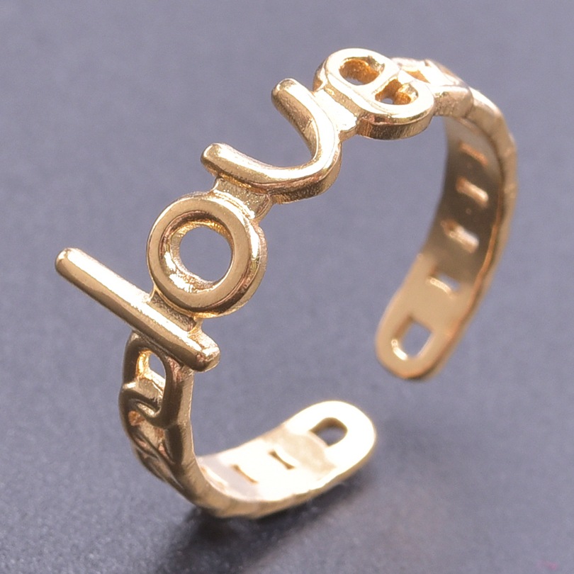 Wholesale 1 Piece Simple Style Letter Titanium Steel Open Ring display picture 2