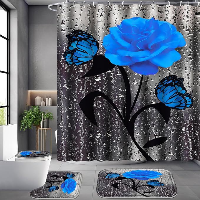Juego de Cortina de Baño Estampada de Poliéster Resistente a la Humedad, Impreso para Baño image 13
