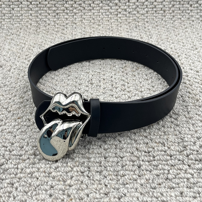 Rocker Big Tongue Rivet Embellished Chrome Belt for Men and Women, Versatile Fashion Heavy-Duty Rock Style Chrome Belt Rocker Big Tongue Rivet Embellished Chrome Belt for Men and Women, Versatile Fashion Heavy-Duty Rock Style Chrome Belt