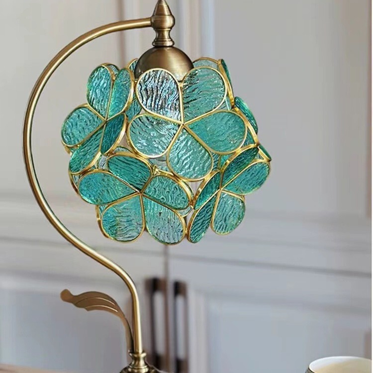 Tiffany Petal Table Lamp European-Style Copper Lamp Led Lamp Wedding Everlasting Lamp Bedroom Decoration Bedside Lamp Dimmable