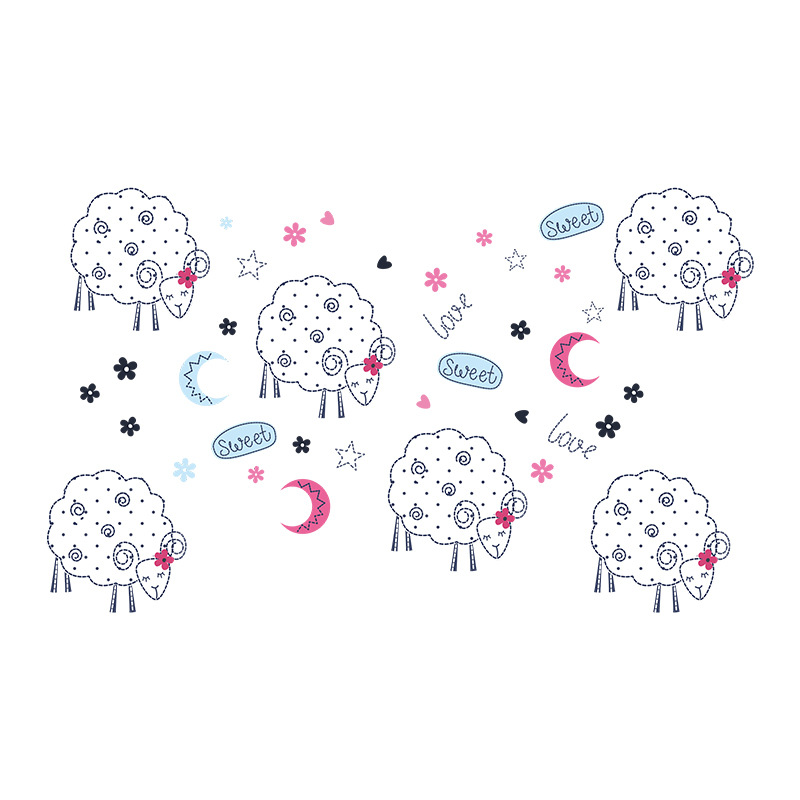 New Goodnight Sheep Star Moon Children's Bedroom Decorative Wall Sticker display picture 5