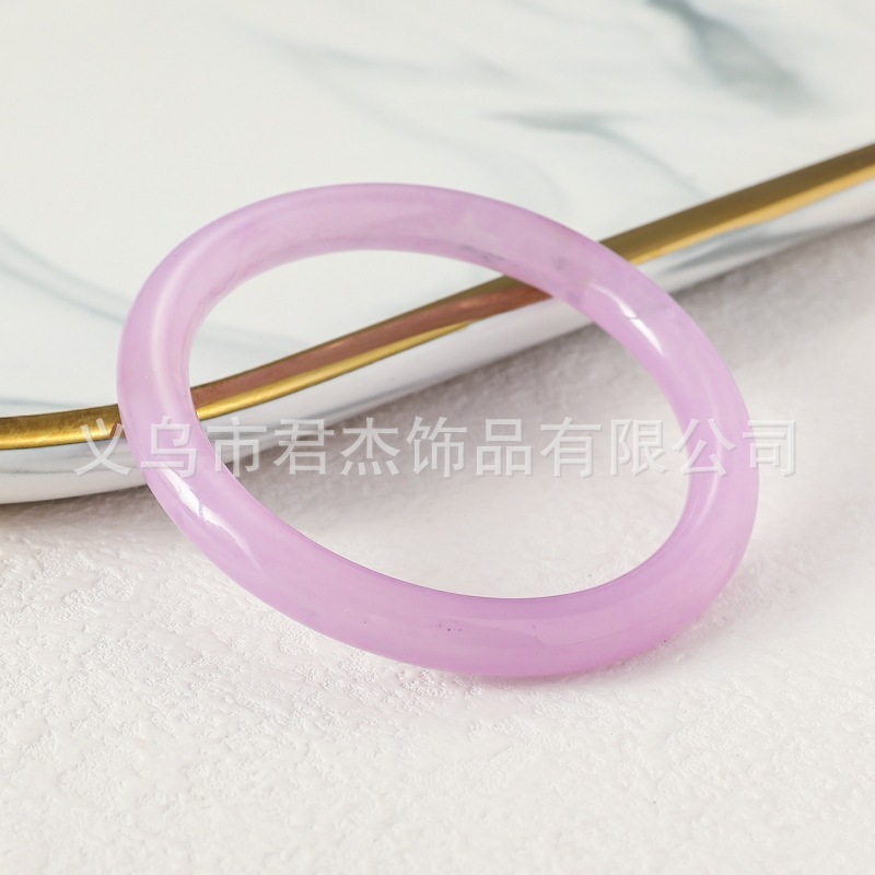 欧美新款几何圆形多色树脂手镯时尚高级感叠戴手环个性搭配手饰潮|undefined