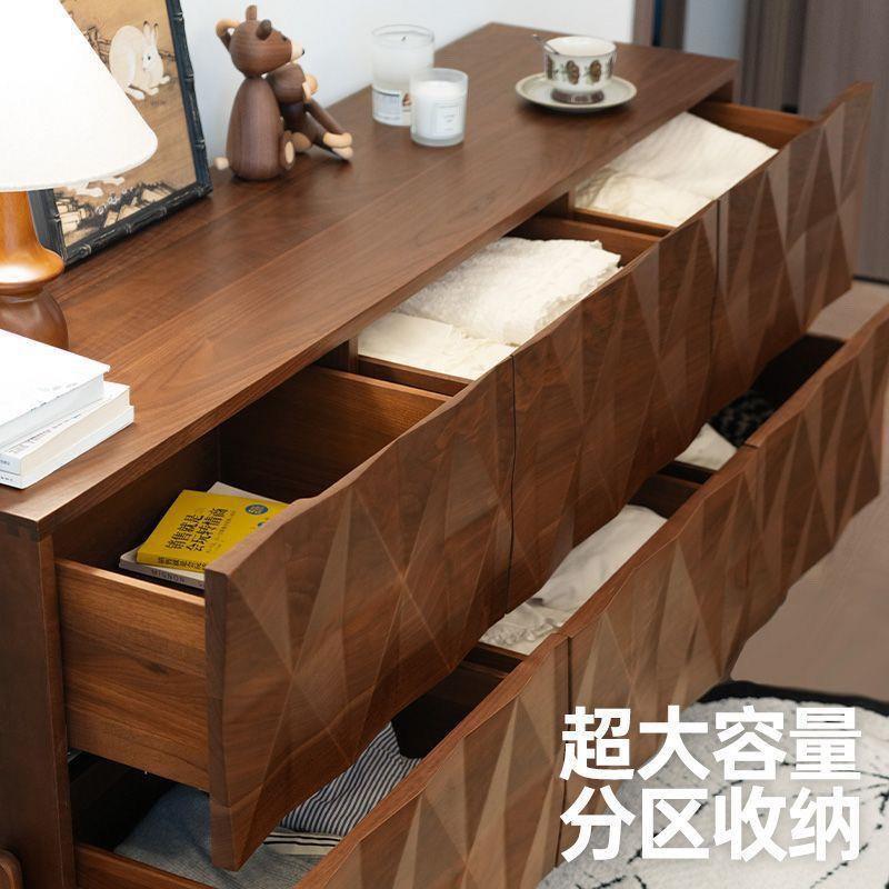 América del Norte armario de diamante negro de nuez seis taquillas armario de almacenamiento muebles modernos cajones de madera sólida sala de estar dormitorio