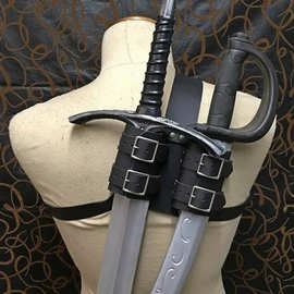 PU皮剑套cosplay跨境欧洲中世纪复古骑士户外击剑双剑鞘绑带背带