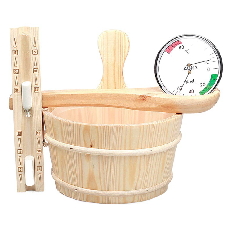 Высокая температура костюма аксессуаров 4Л фабрики сауны Випа сразу новая деревянная бочонка + новые часы + метр температуры и влажности сушит