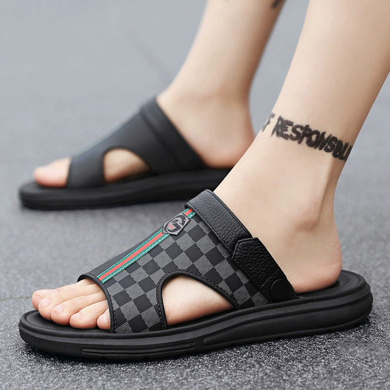 Сандалии с одним словом, Мужская Ретро-мода, модная верхняя одежда, сандалии на ощупь, двойное использование, Спортивная пляжная обувь для отдыха на открытом воздухе