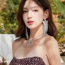 2025新款气质长款满钻流苏耳环女 韩国奢华耳坠欧美夸张耳坠ins风