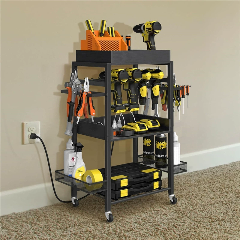 Garden tool storage rack with wheels Power tool storage box Tool bracket Organizing storage rack storage rack