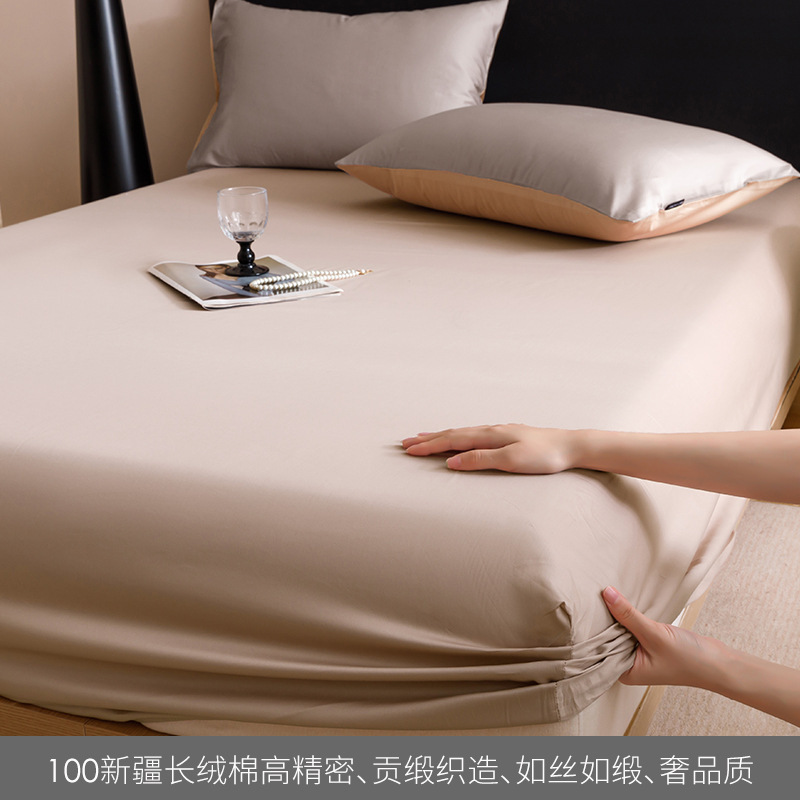 Alta gama de 100 camisas de cama de algodón largo algodón una sola pieza de color sólido tributo satin algodón cubierta de cama de tres piezas