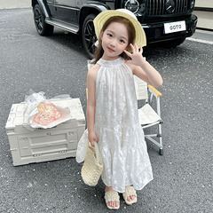 女童連衣裙夏裝兒童夏天洋氣背心裙網紅公主裙女寶寶夏季掛脖裙子