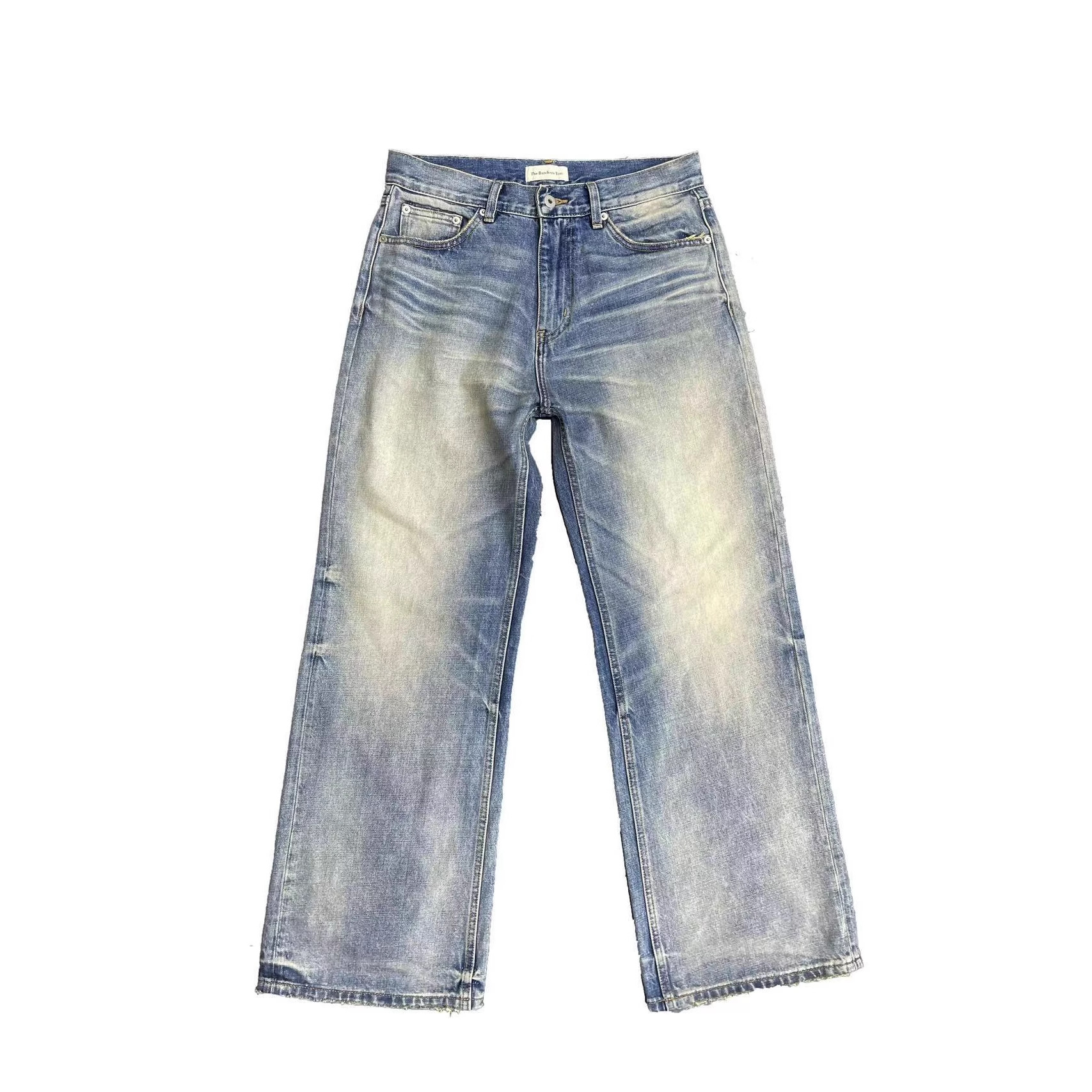 Jeans da uomo YYJ 25SS Bull King Series 05, modello a trapezio, blu slavato, vestibilità comoda e dritta, pantaloni in denim Cleanfit._voghion.com