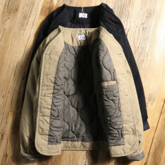 冬の日系ゆるい襟のない綿服コートcity boy工装保温綿服カップルvネックカーディガンジャケット潮