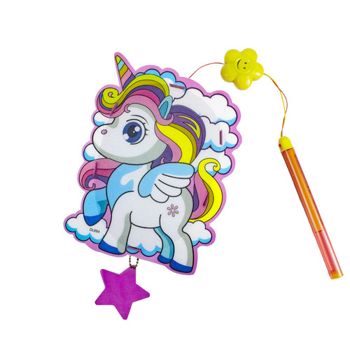 Mid-Autumn Festival Children's Handheld Light-Up Lantern Music Cartoon Animation Lantern DIY Material Kit Lantern Toy Wholesale